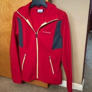 Columbia Red and Gray Fleece Jacket, size small